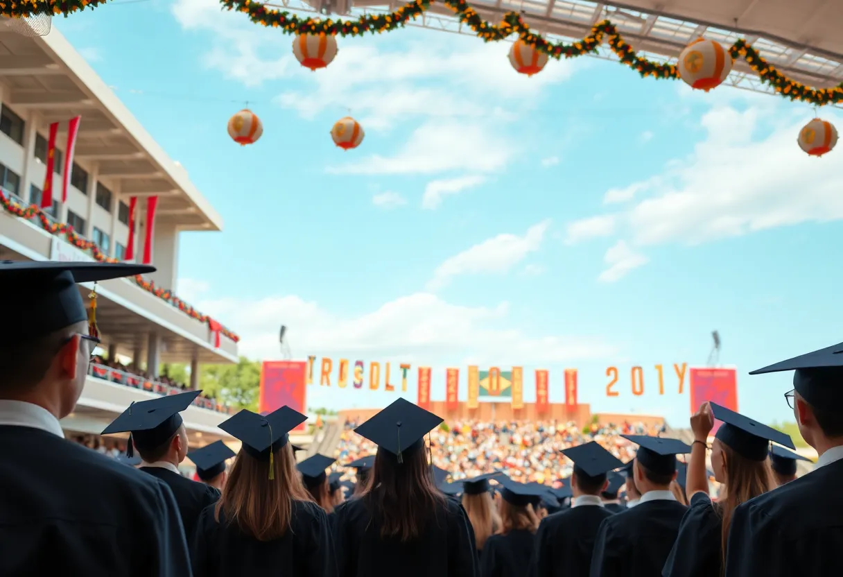 Graduating seniors celebrating at Palisades Charter High School graduation