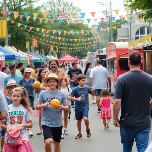 Families engaging in activities at Play Day Block Party