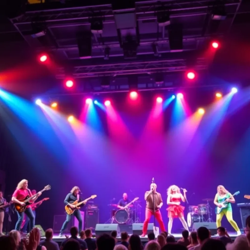 Cast performing from Pump Up the Volume musical on stage