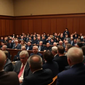 Courtroom scene during Sean Combs trial
