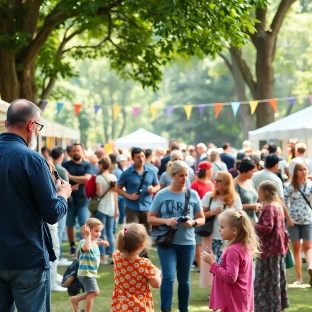 Crowd enjoying live music and art activities at TARFEST in Los Angeles.
