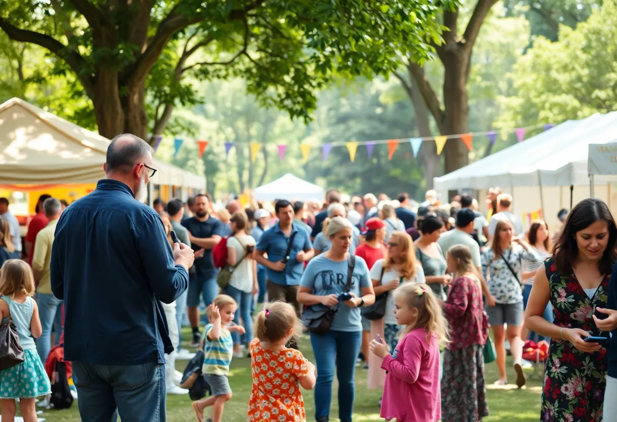 Crowd enjoying live music and art activities at TARFEST in Los Angeles.