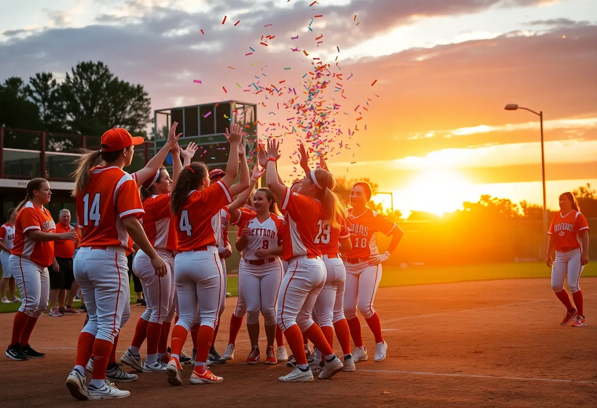 Tennessee Lady Vols celebrating a victory on the softball field