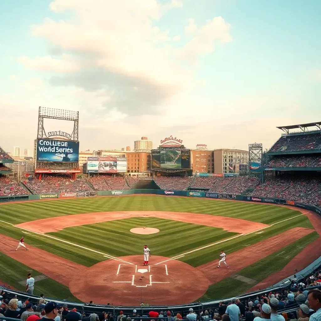 UCLA Bruins playing during College World Series game