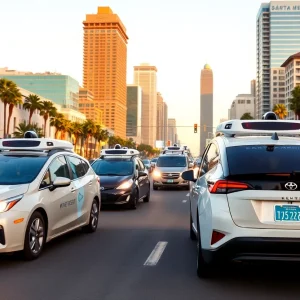 Waymo autonomous taxi driving in Los Angeles.