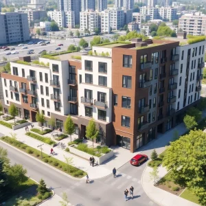 Rendering of an affordable housing complex in Los Angeles
