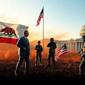 Illustration of California facing federal government pressure
