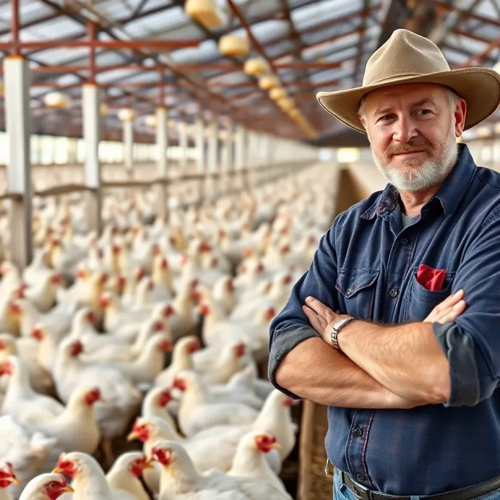 Egg production facility in California showcasing animal welfare standards.