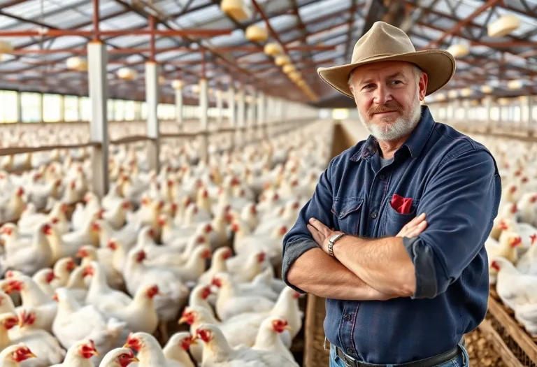Egg production facility in California showcasing animal welfare standards.