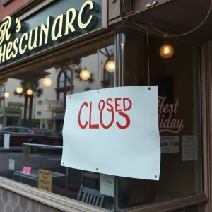 Closed storefront of Cole's French Dip in downtown Los Angeles