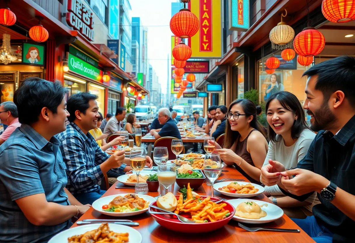 Couple dining at a restaurant in Los Angeles, showcasing different dishes and a cozy atmosphere.