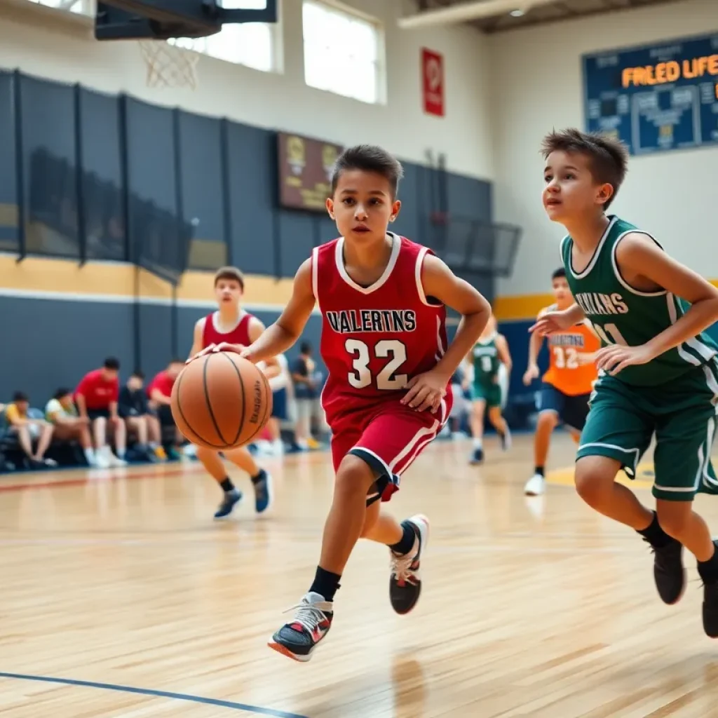 Young athlete in action on a basketball court