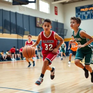 Young athlete in action on a basketball court