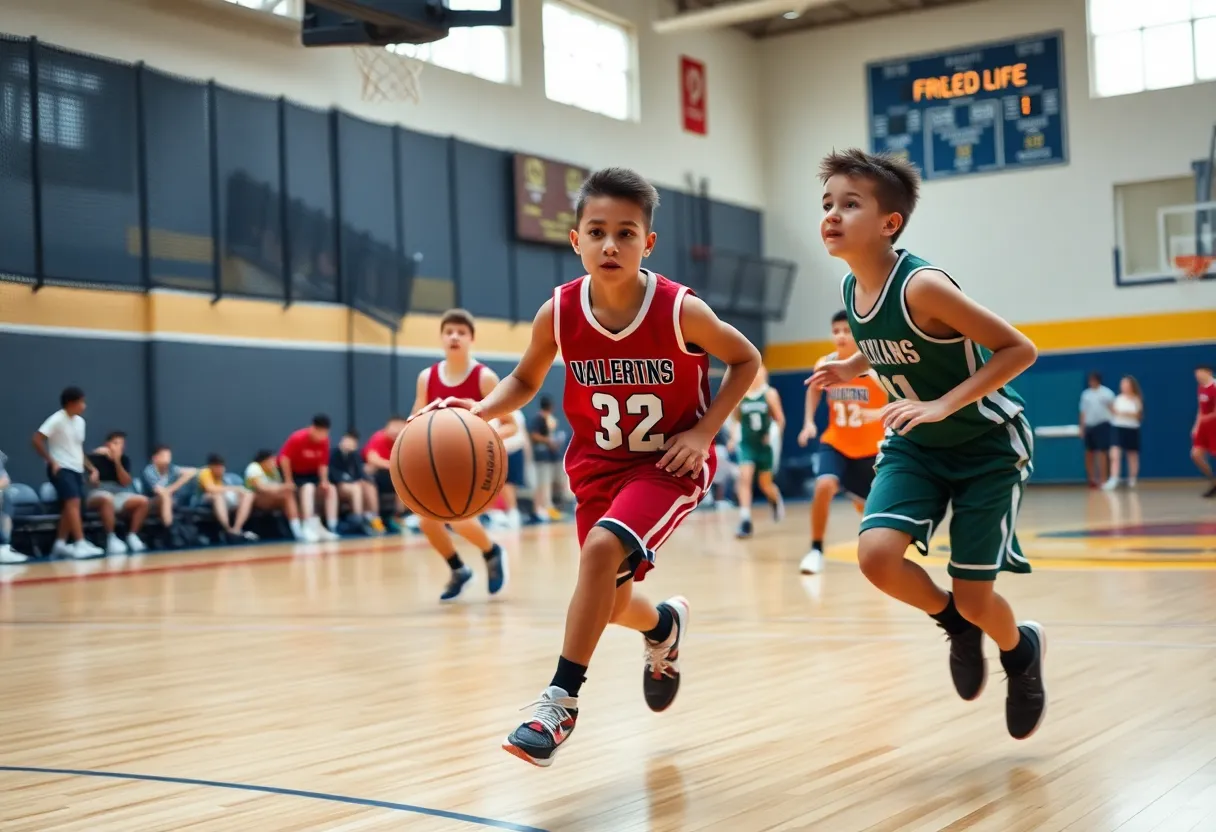 Young athlete in action on a basketball court