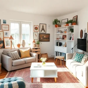 Interior view of a small, creatively designed apartment in Eagle Rock.