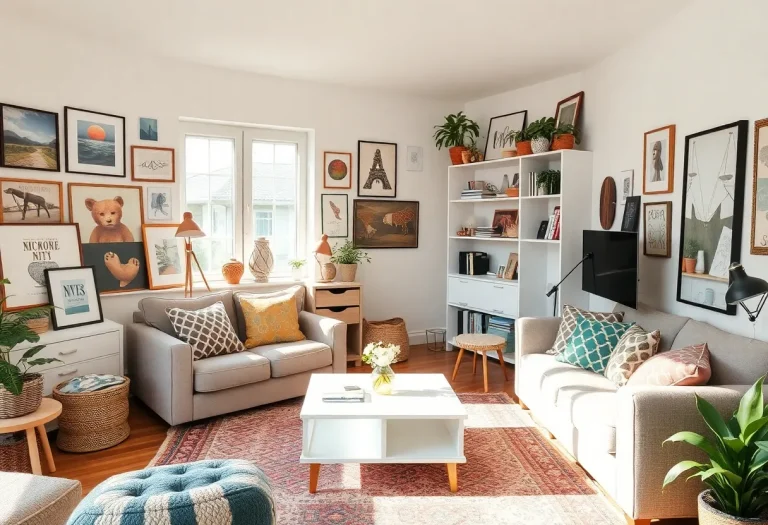 Interior view of a small, creatively designed apartment in Eagle Rock.