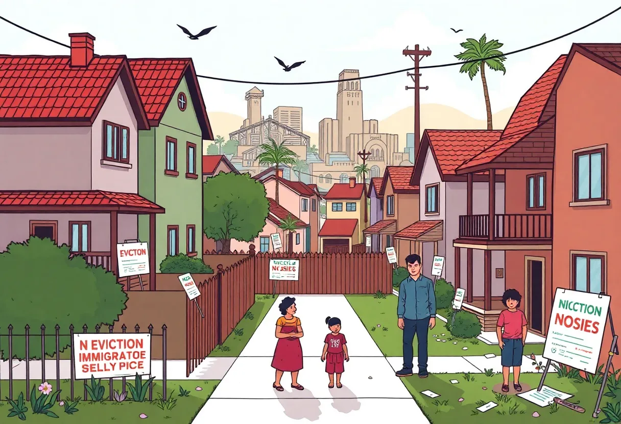 Illustration depicting the economic crisis in Los Angeles due to immigration raids.
