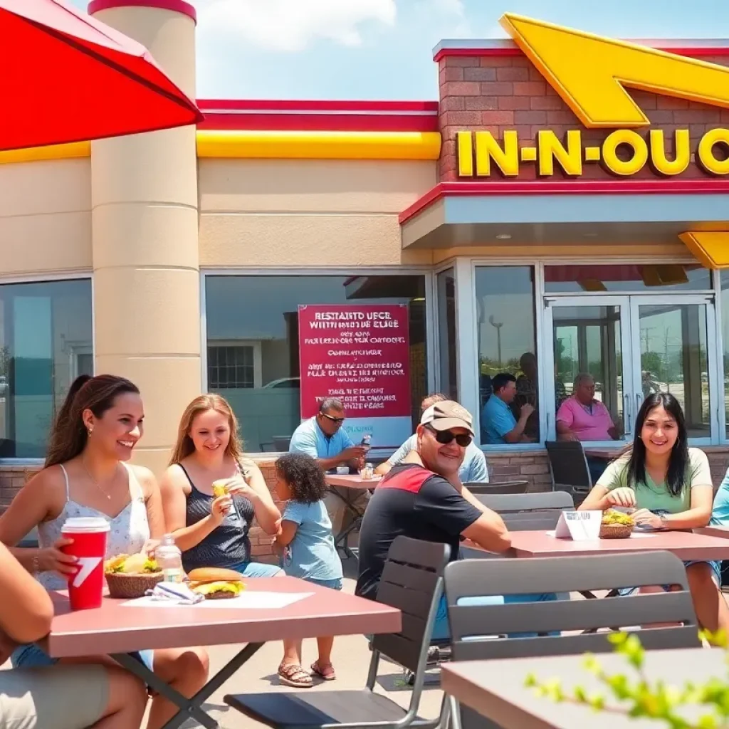 In-N-Out Burger restaurant in Tennessee with customers dining outside
