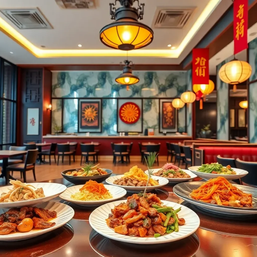 Interior view of Jade Rabbit restaurant with stylish decor and dishes on display