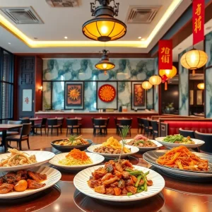 Interior view of Jade Rabbit restaurant with stylish decor and dishes on display