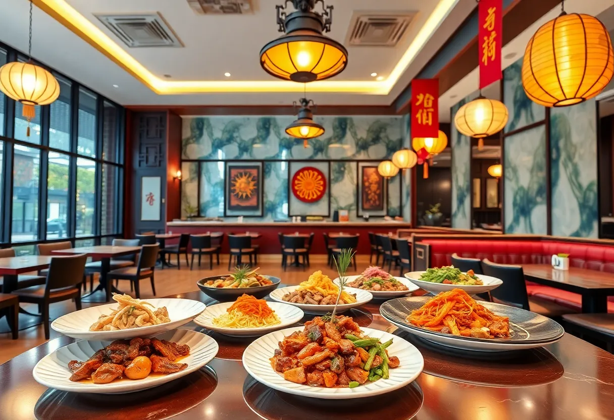 Interior view of Jade Rabbit restaurant with stylish decor and dishes on display