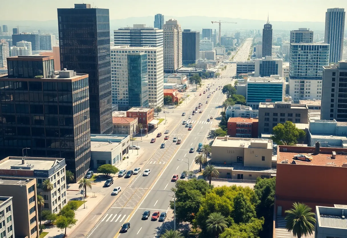 Cityscape of Los Angeles highlighting urban challenges