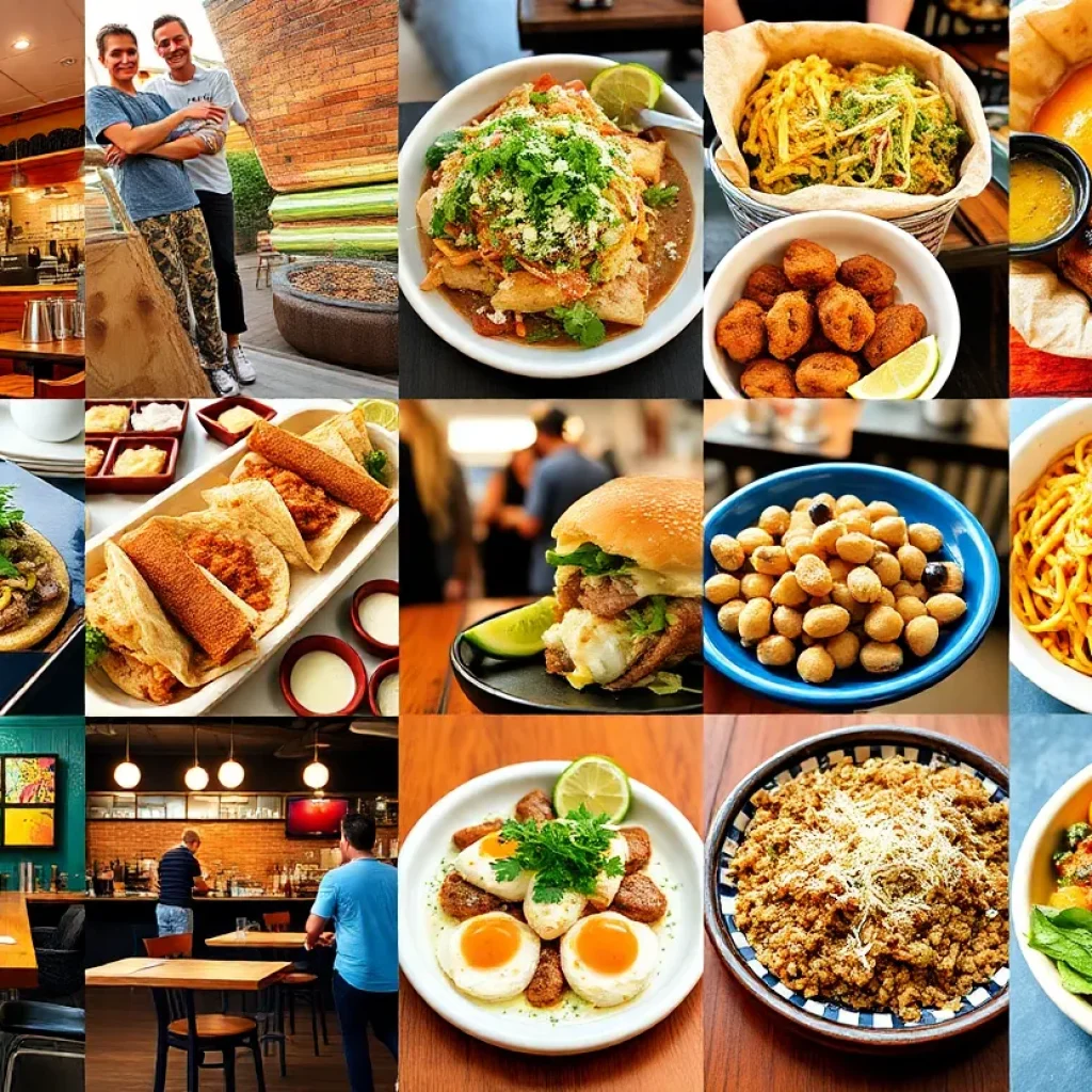Collage of Los Angeles food experiences including restaurants and street food.