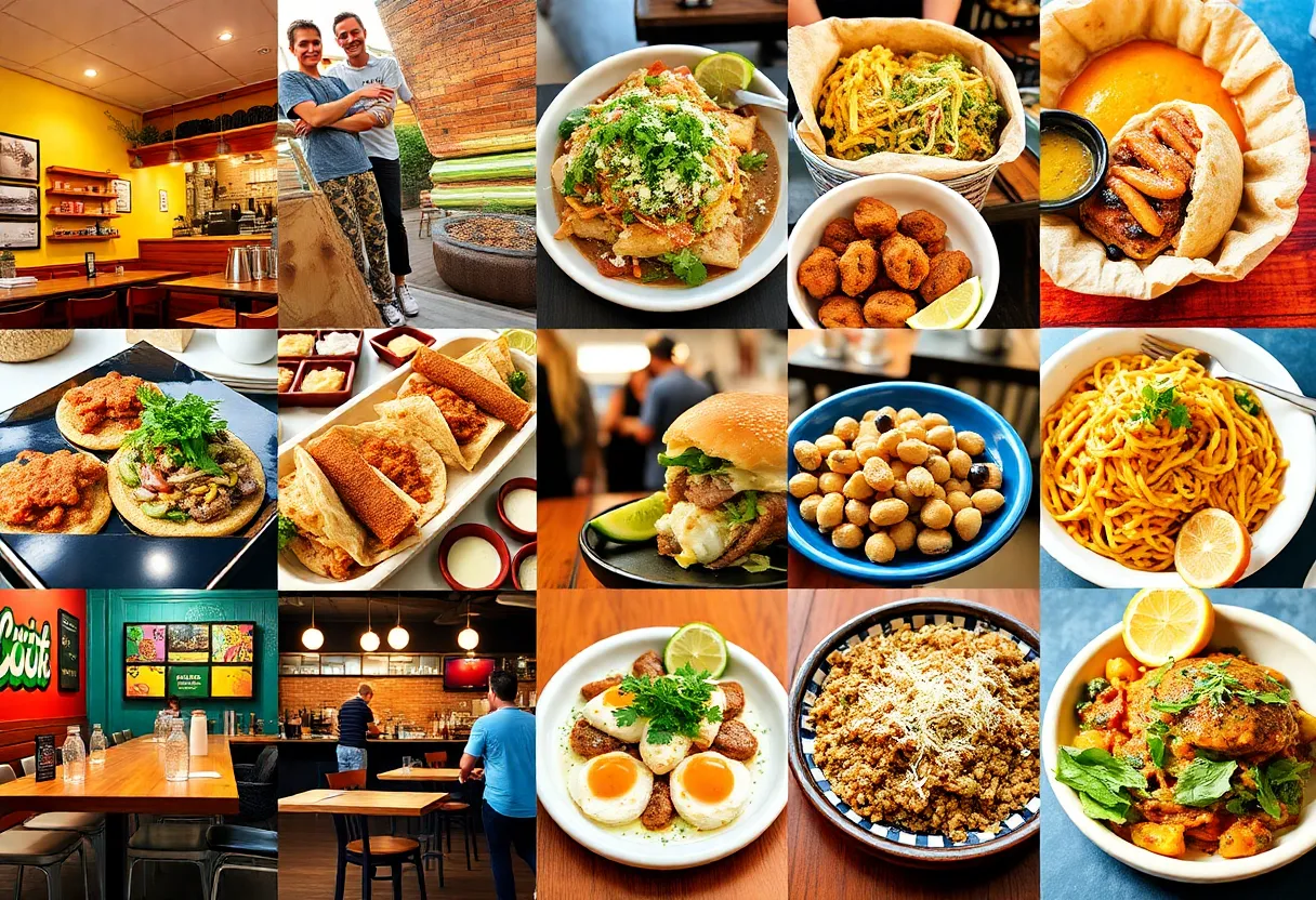 Collage of Los Angeles food experiences including restaurants and street food.