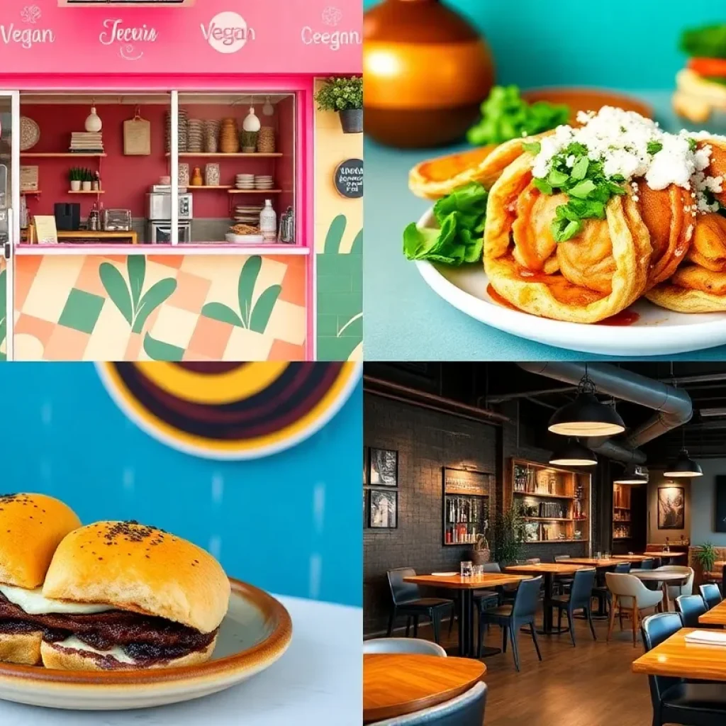 A collection of dining spots in Los Angeles showcasing a variety of cuisines.