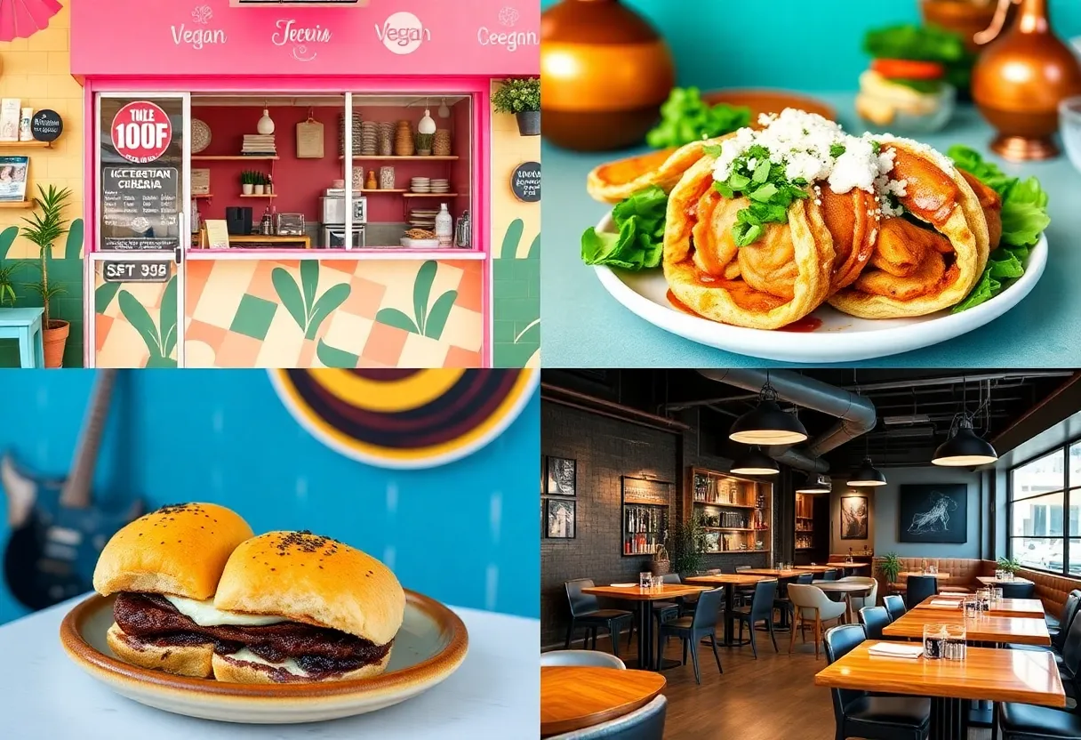 A collection of dining spots in Los Angeles showcasing a variety of cuisines.