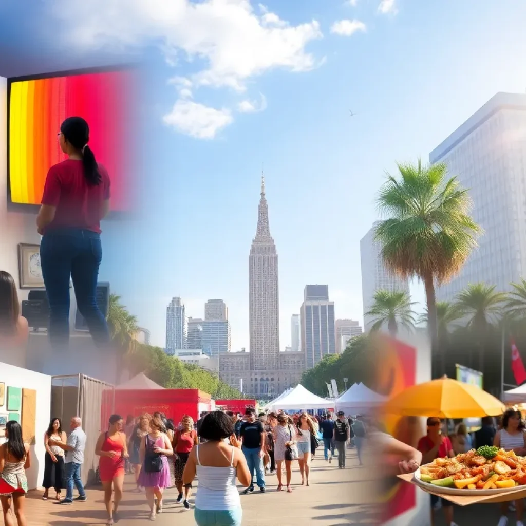 A collage of various summer events in Los Angeles, including art and music.