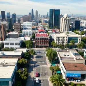 Los Angeles urban environment showcasing efforts against homelessness