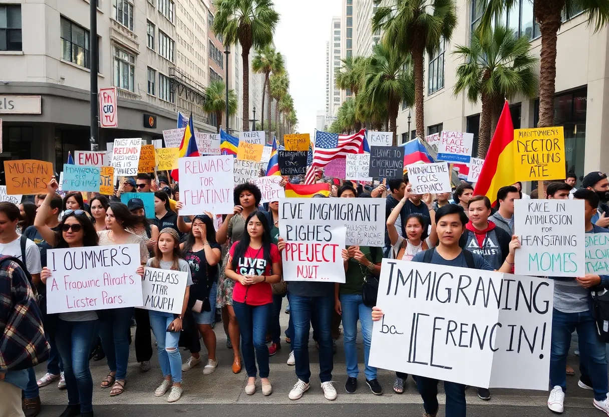 Protesters in Los Angeles advocating for immigration reform