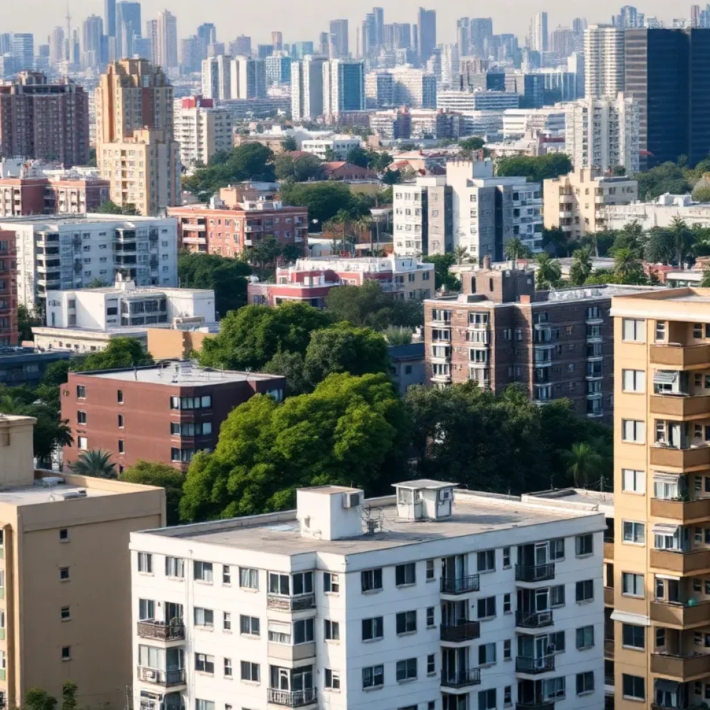 Urban landscape of Los Angeles highlighting affordable housing