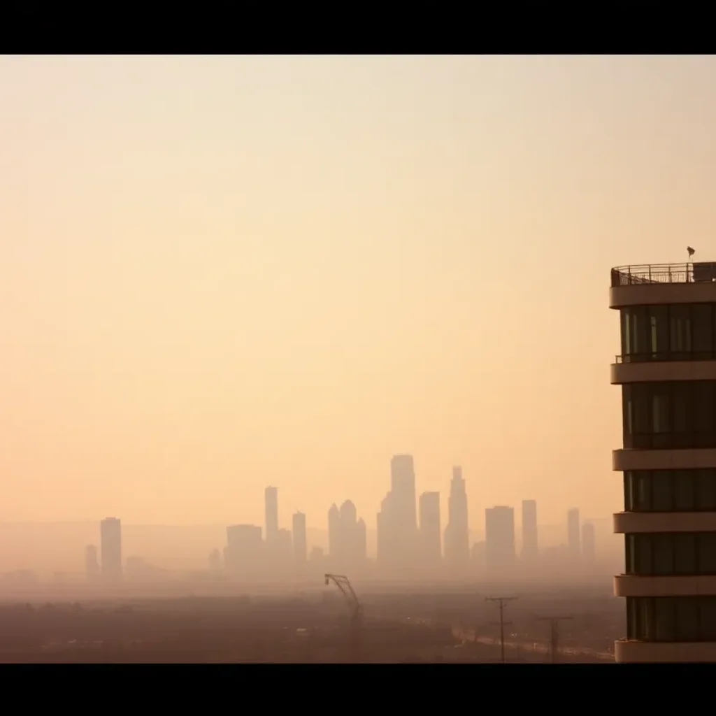 Historic view of Los Angeles under smoggy skies