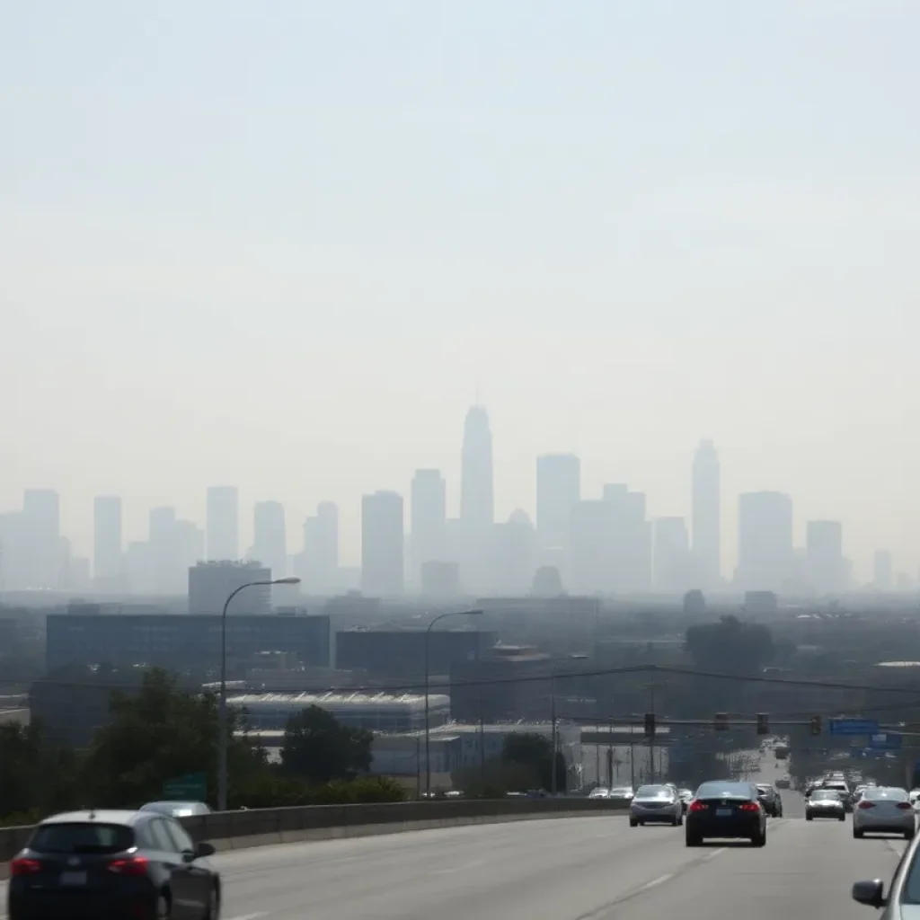 Smog over the Los Angeles skyline