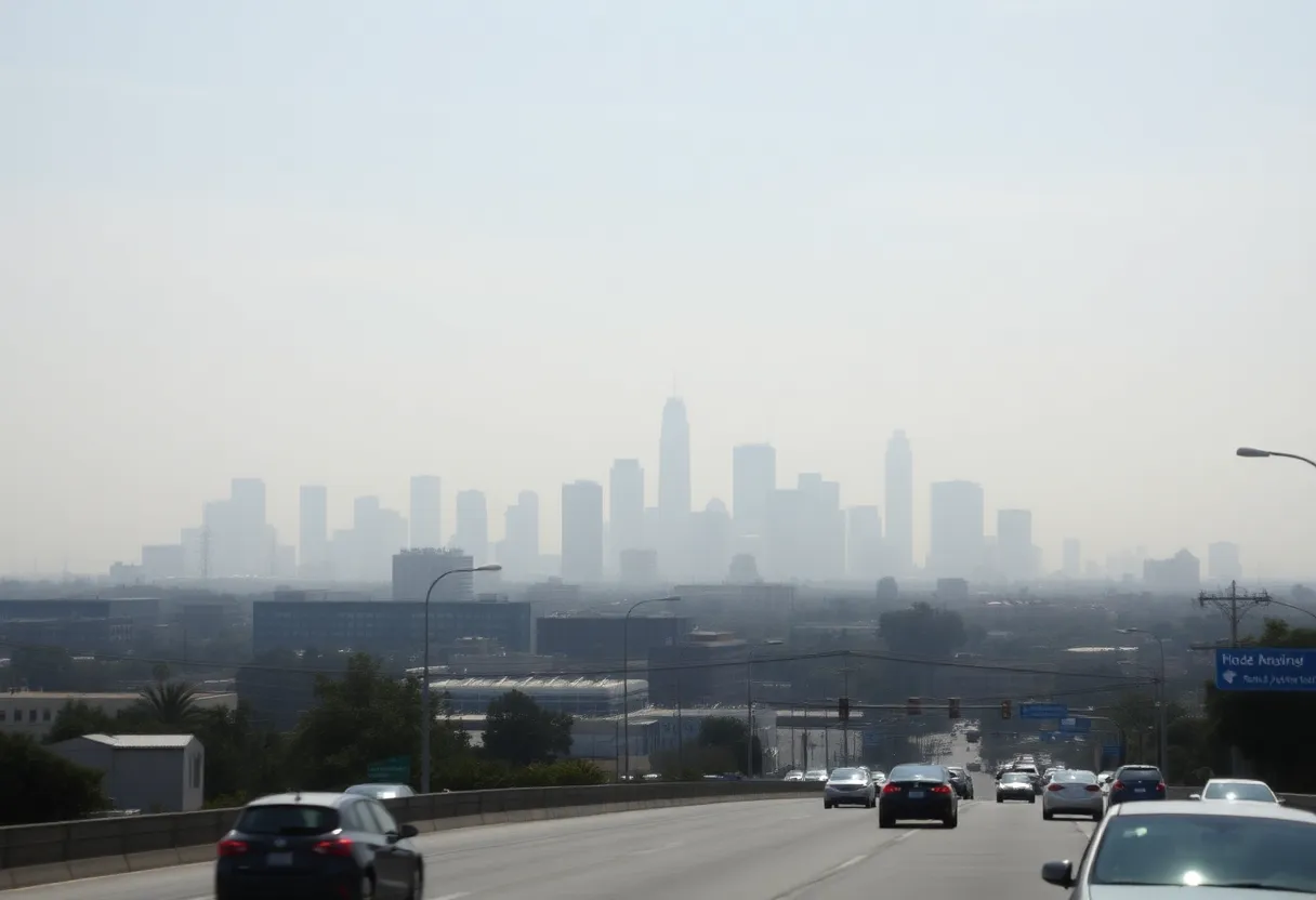 Smog over the Los Angeles skyline