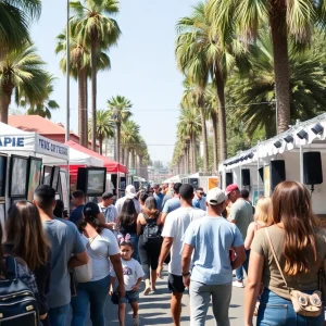 Outdoor festival in Los Angeles with art and music