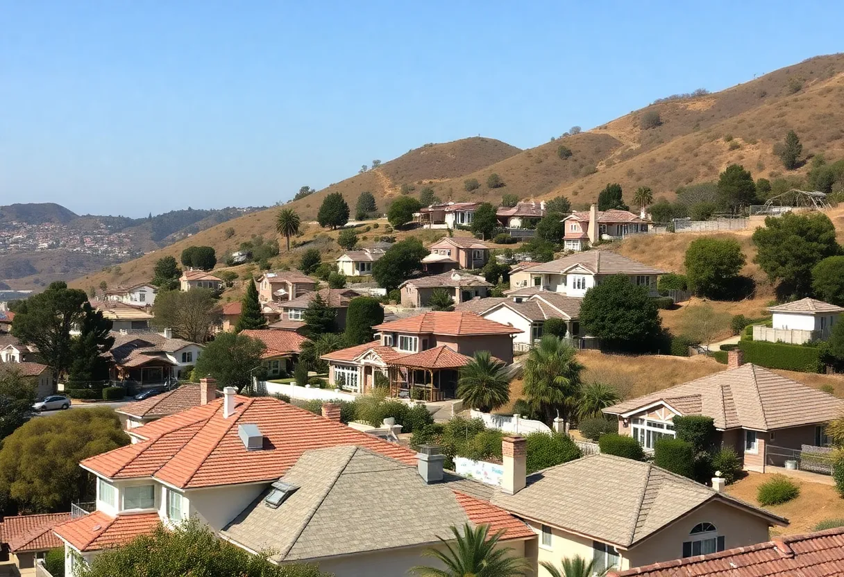 Construction workers rebuilding homes in Pacific Palisades after the wildfire.