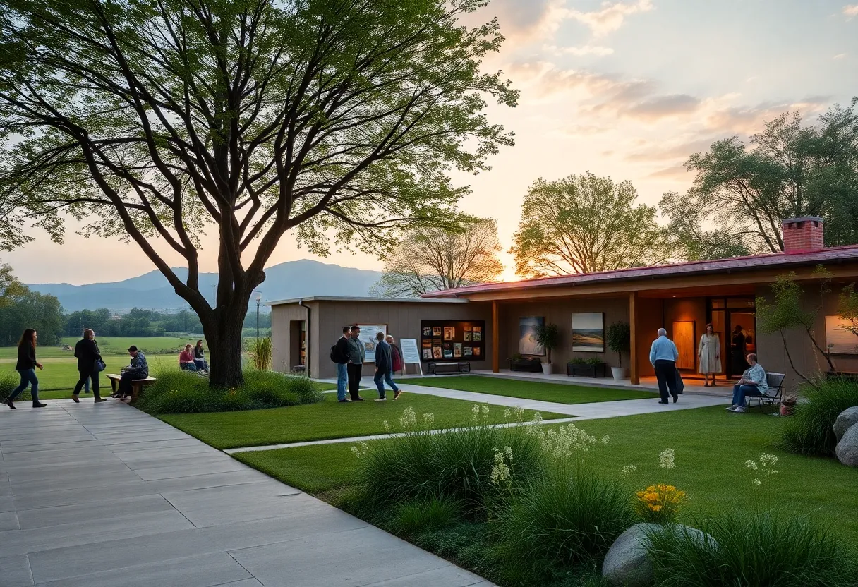 A peaceful community gathering space representing philanthropy.