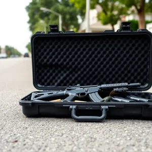 Assault rifle found in a hard-shelled case on the street