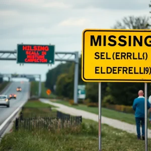 Highway Silver Alert sign for a missing elderly person