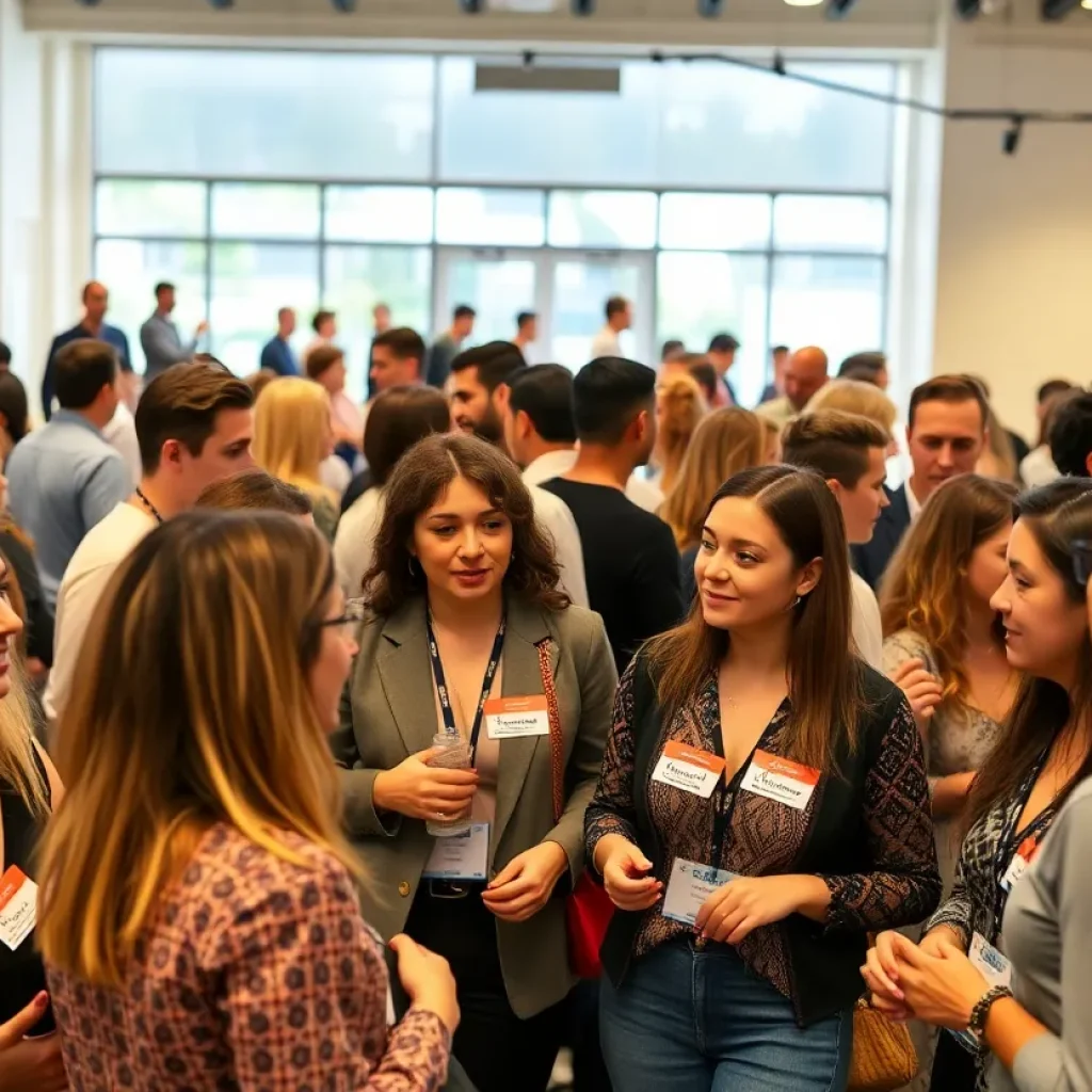 Participants networking at Speedroommating event in Los Angeles