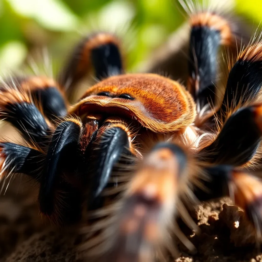 Tarantula in the natural environment during mating season.