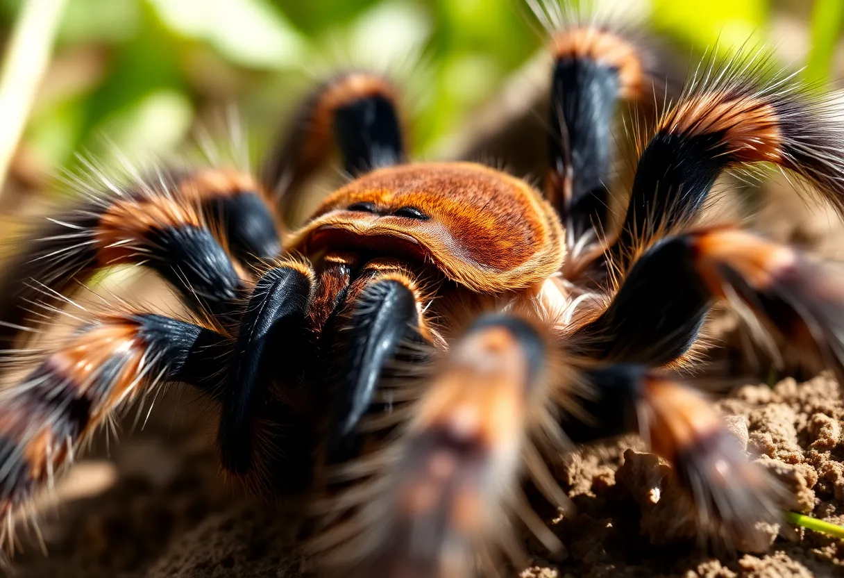 Tarantula in the natural environment during mating season.