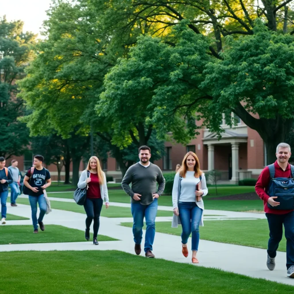 UCLA campus with students and trees, symbolizing safety and community.