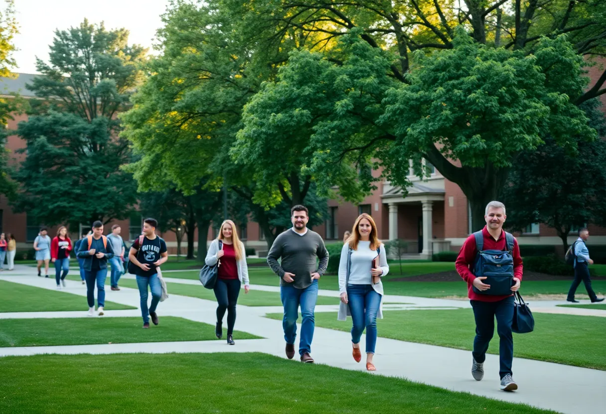 UCLA campus with students and trees, symbolizing safety and community.