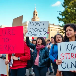 A diverse group of protesters at UCLA advocating for justice and equality