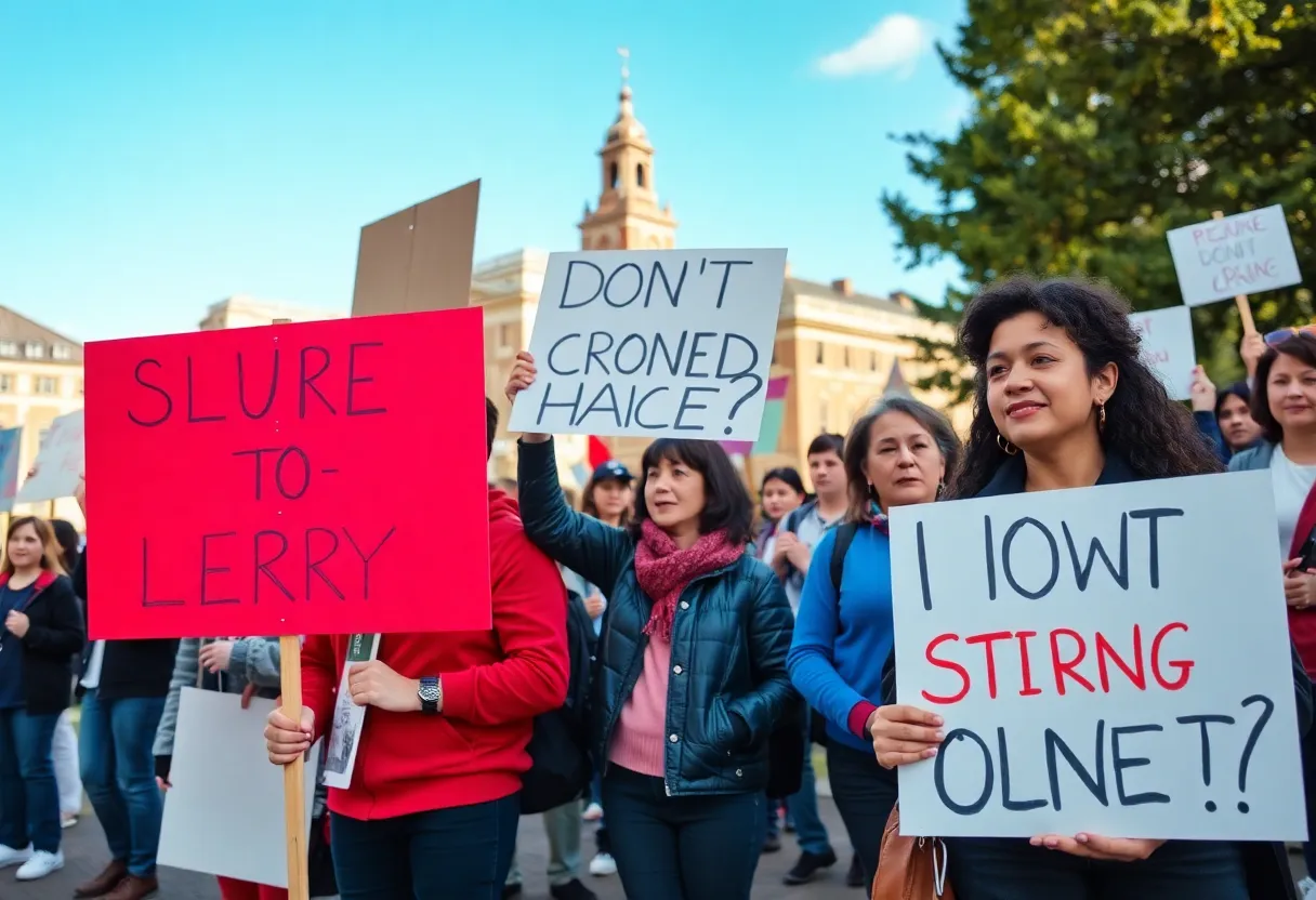 A diverse group of protesters at UCLA advocating for justice and equality