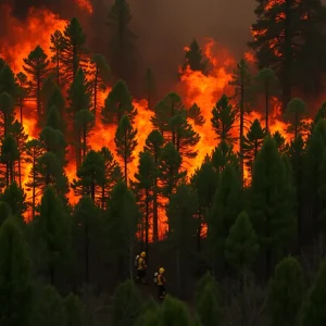 Firefighters battling a wildfire in California
